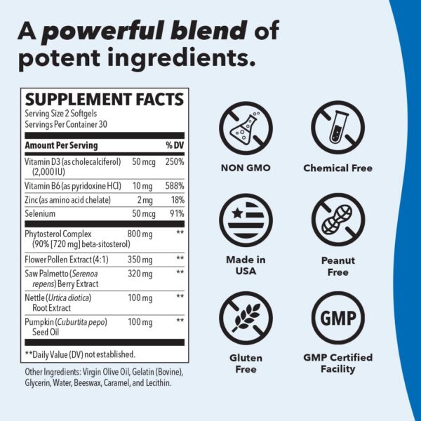 Suplemento para próstata LifeSeasons cápsulas presentación