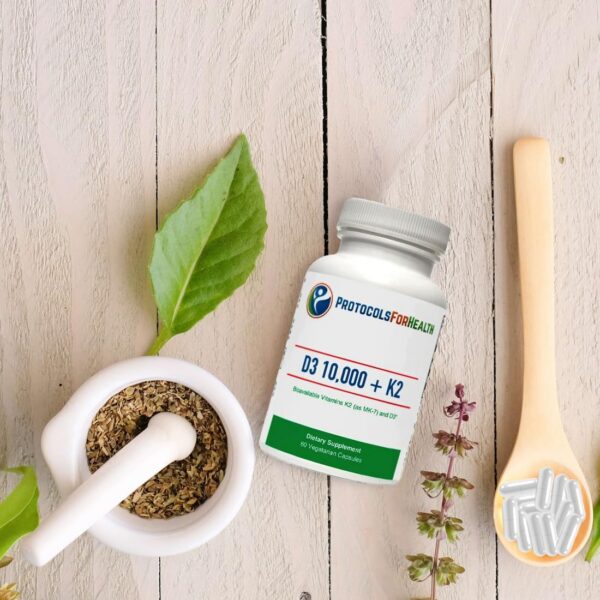 Suplemento Protocols for Health D3 10000 y K2 cápsulas vegetales