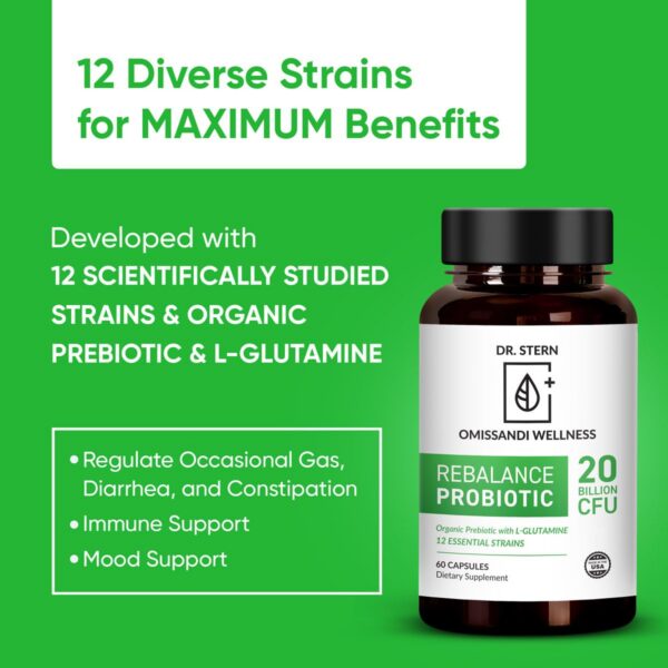 suplemento rebalance 12 cepas probióticas prebiótico orgánico