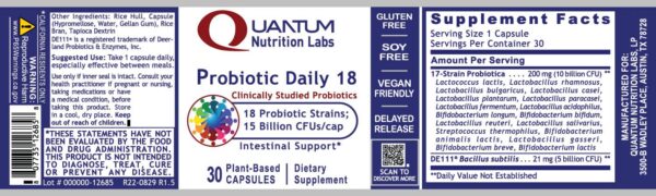 Suplemento para salud intestinal con Lactobacillus acidophilus y reuteri