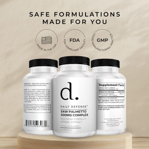 Suplemento Saw Palmetto Daily Defense apoyo hormonal y capilar
