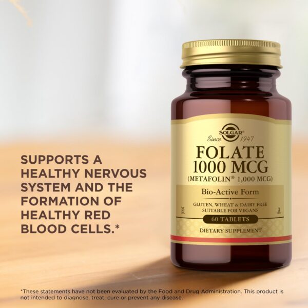Suplemento Solgar Folato vegano sin lácteos ni gluten