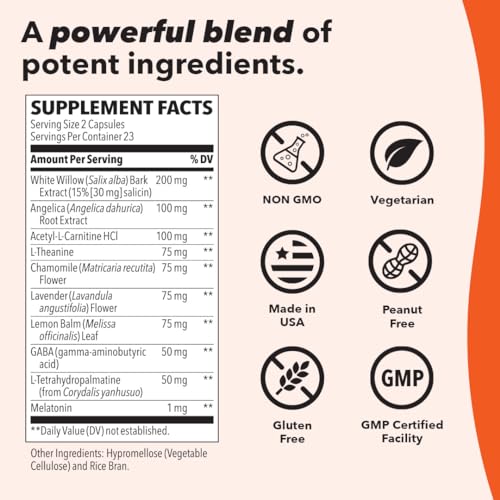 Suplemento de sueño LifeSeasons Relieve-R PM ingredientes naturales