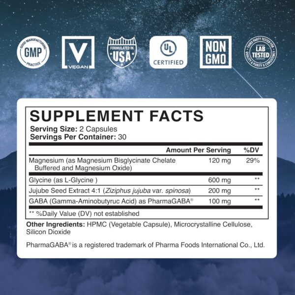 Suplemento sueño natural con magnesio y GABA Abundant Earth