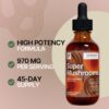 Suplemento super mushrooms botella con etiqueta detallada