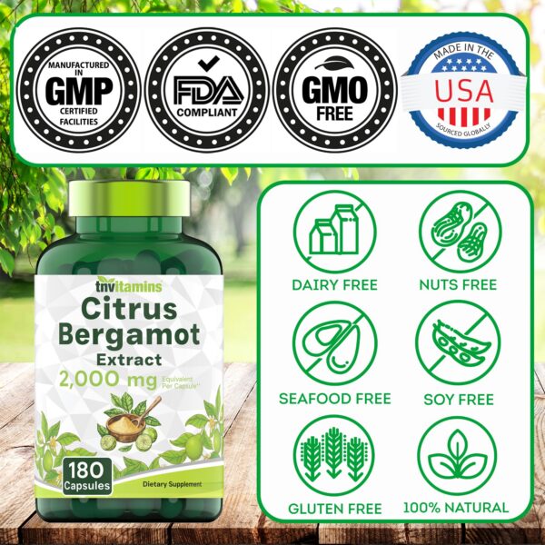 Suplemento tnvitamins bergamota cítrica libre de alérgenos y GMO