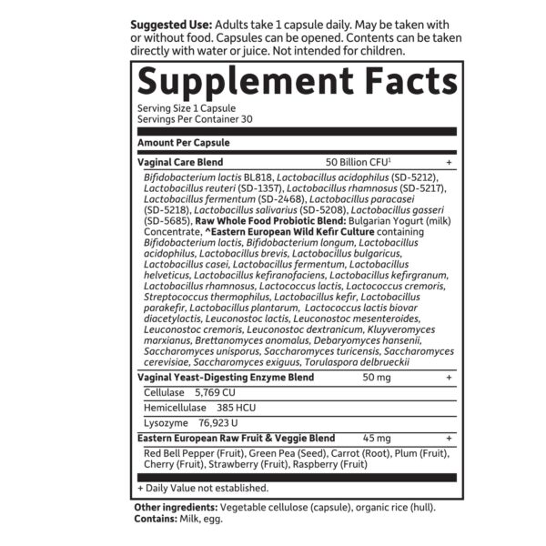 Suplemento vaginal con acidófilos y probióticos