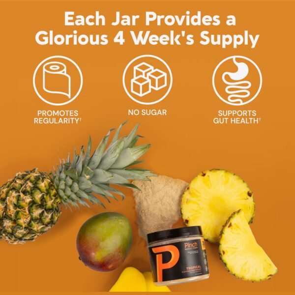 Suplemento vegano de fibra Pinch Magic en polvo con sabor tropical
