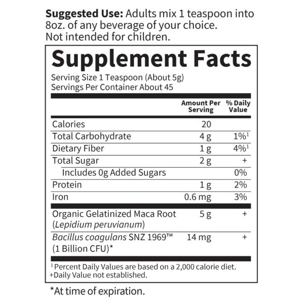 Version 1.0.0 Suplemento Vegano Maca Peruana con Probióticos