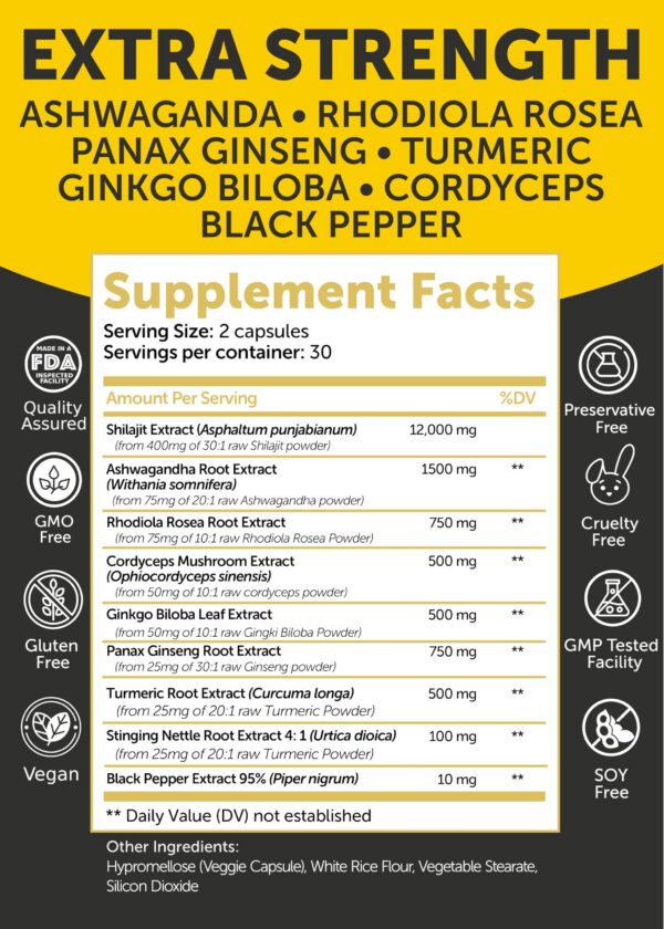 Suplemento vegano de Shilajit y Rhodiola Lunakai