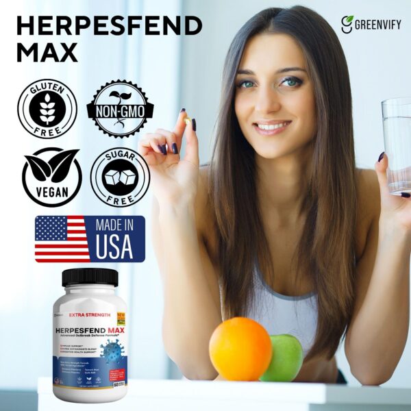 Version 1.0.0 Suplemento vegano sin gluten HerpesFend Max fabricado USA