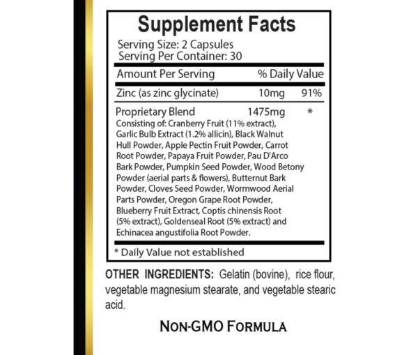 60 cápsulas de complejo parasitario para uso diario OLANTA