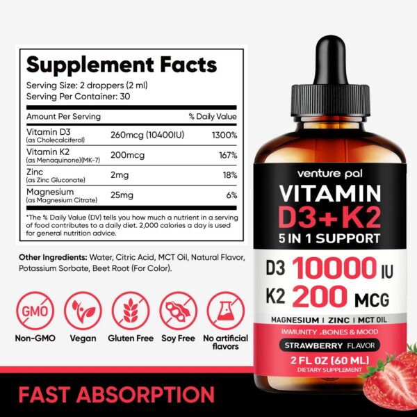 Version 1.0.0 Suplemento Venture Pal vitamina D3 gotas sabor fresa 59 ml