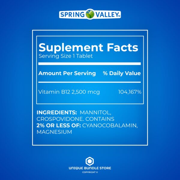 Suplemento vitamina b12 rápida disolución Spring Valley sabor cereza