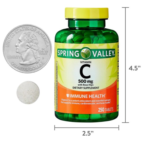 Suplemento vitamina c antioxidante Spring Valley 500 mg 250 tabletas