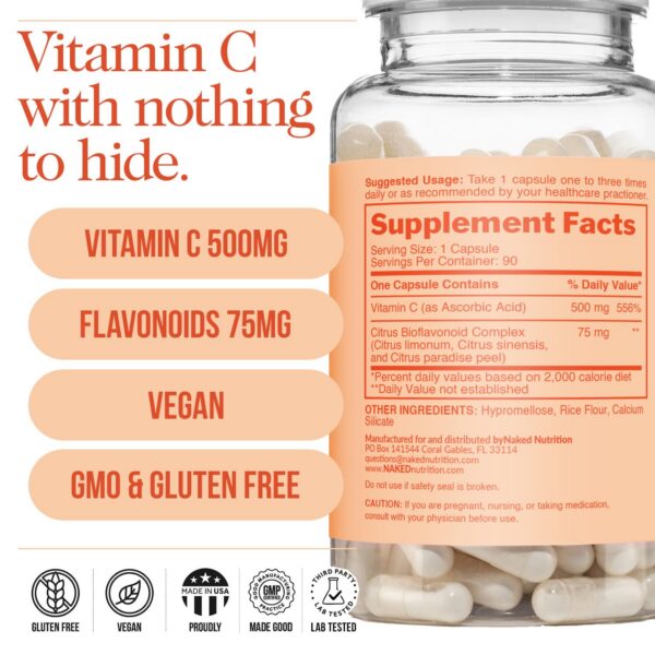 Suplemento vitamina C NAKED para bienestar general