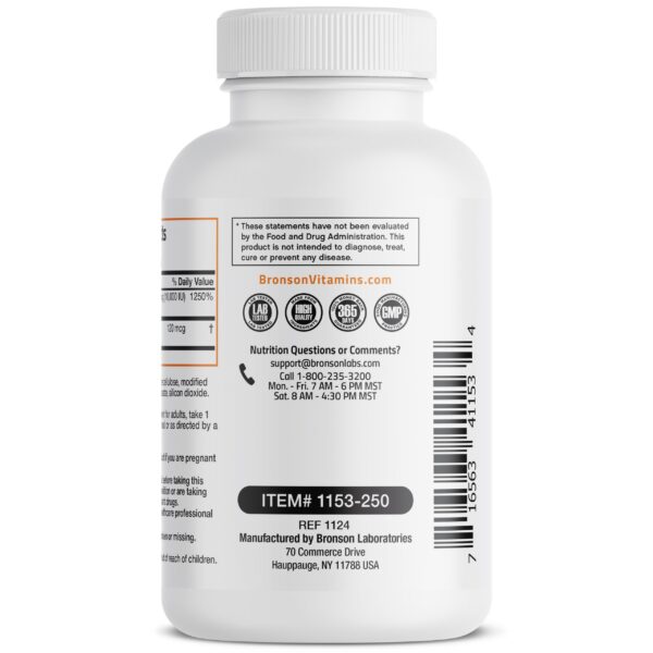 Suplemento de vitamina D3 y K2 Bronson 10,000 IU MK-7 250 cápsulas