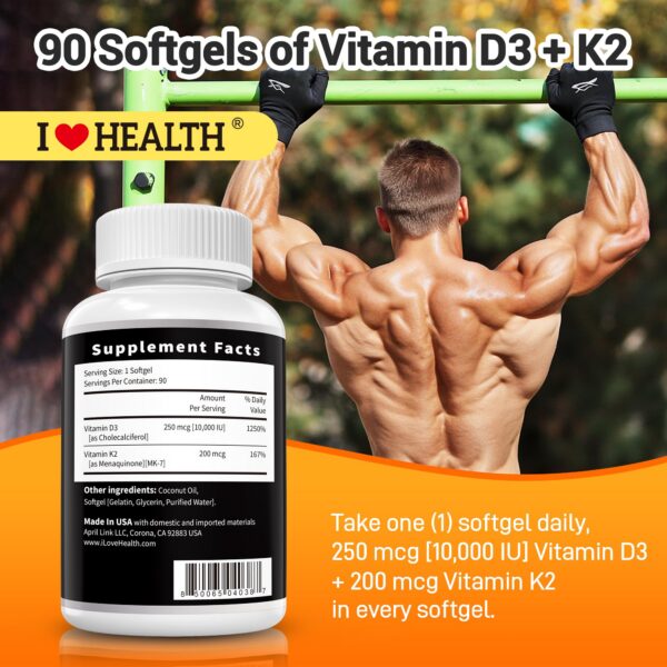 Suplemento vitamina D3 K2 para corazón y huesos