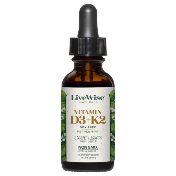 Version 1.0.0 Suplemento de vitamina D3 y K2 LiveWise Naturals gotas líquidas naturales