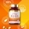 Suplemento vitamina K2 D3 etiquetas con información nutricional