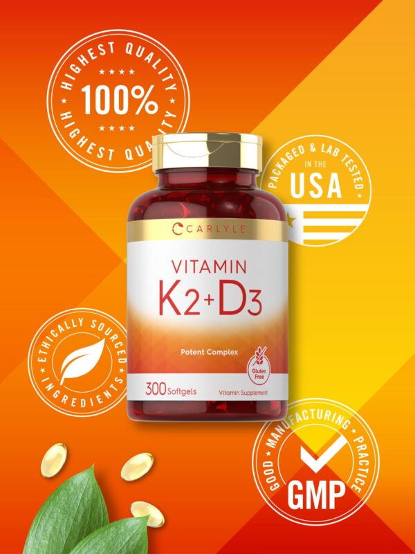 Suplemento vitamina K2 D3 etiquetas con información nutricional