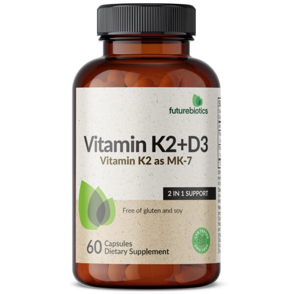 Suplemento Vitamina K2 D3 Futurebiotics sin gluten ni soja