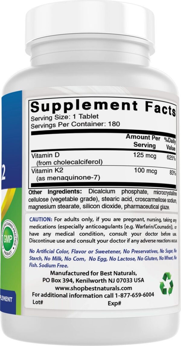 Suplemento de vitamina k2 y d3 para salud cardiovascular y ósea