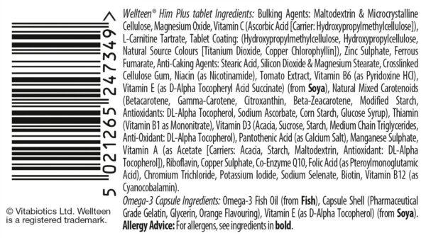 Suplemento vitamínico Wellteen Him Plus para hombres jóvenes