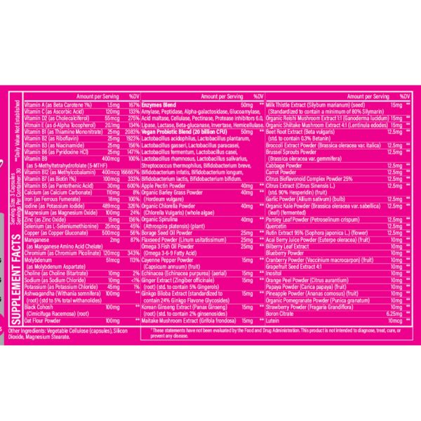 Suplemento Whole Nature multivitaminas para mujeres perfil