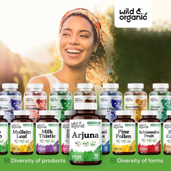 Suplemento Wild & Organic Arjuna con extracto natural vegano