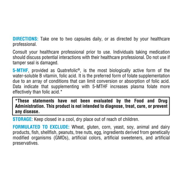 Suplemento XYMOGEN calidad folato metilado L metilfolato