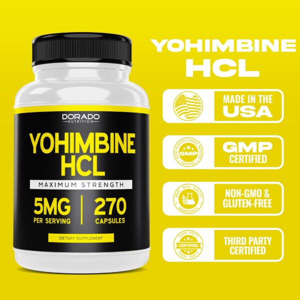 Suplemento Yohimbina HCL sin aditivos Dorado Nutrition