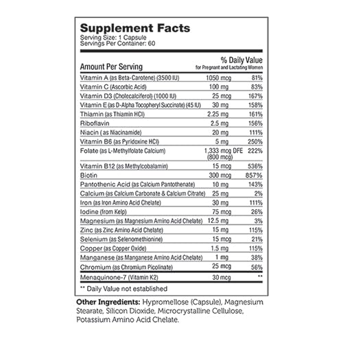 Suplemento Zahler Total One prenatal con minerales y vitaminas kosher