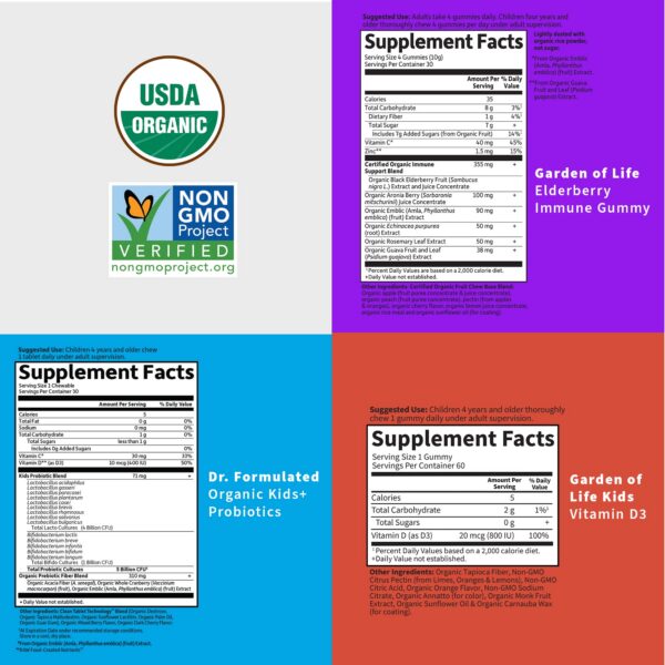 Suplementos Garden of Life para sistema inmunológico infantil