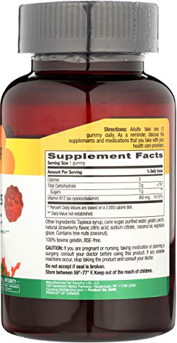 Suplementos gomitas Country Life vitamina B12 850 mcg