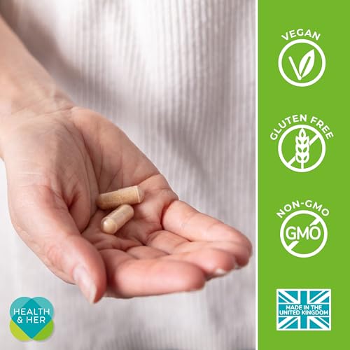 Suplementos Health & Her en tableta con agua