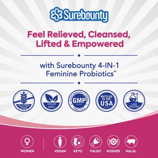 Surebounty cápsulas probióticos salud digestiva inmunidad mujer envío