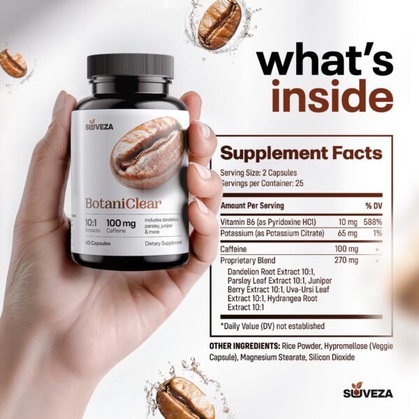 Empaque y etiqueta de Suveza Water Pills