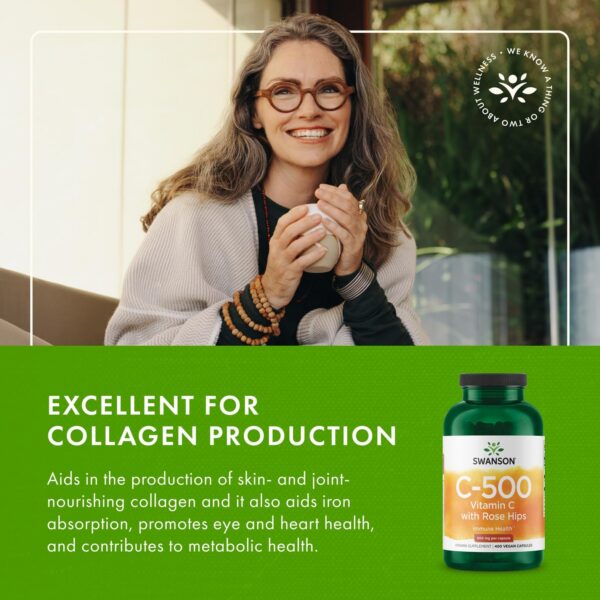 Detalle de cápsulas Swanson Vitamina C Rose HIPS