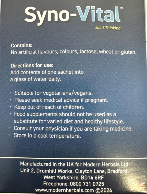 Presentacion de 30 sobres SYNO-VITAL acido-hialuronico 5ml