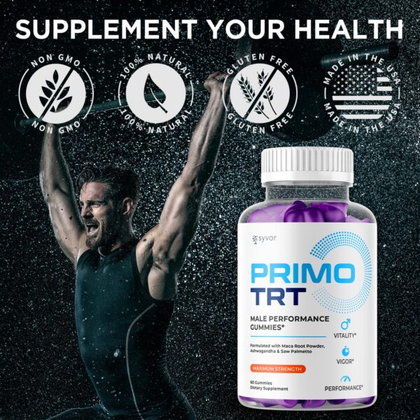 Etiqueta trasera Primo TRT Gummies