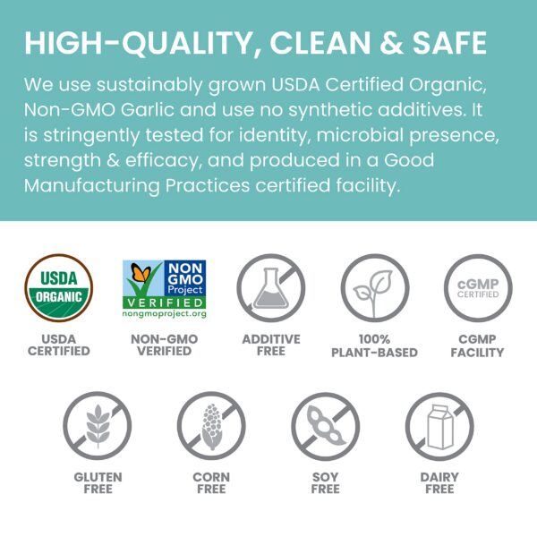 Tabletas de ajo orgánico con certificación USDA y sin GMO