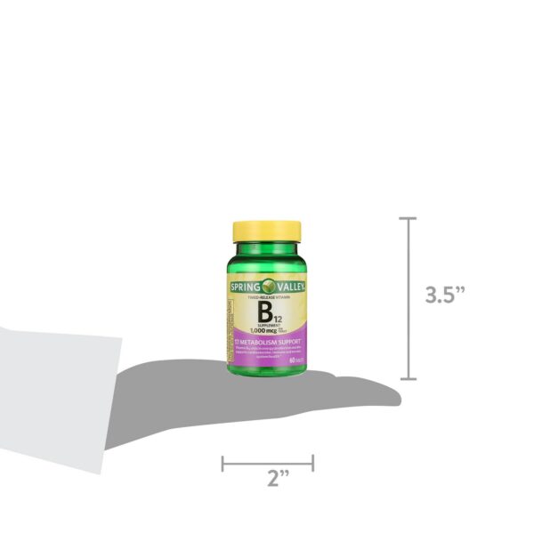Tabletas b12 liberación prolongada de Spring Valley lado paquete