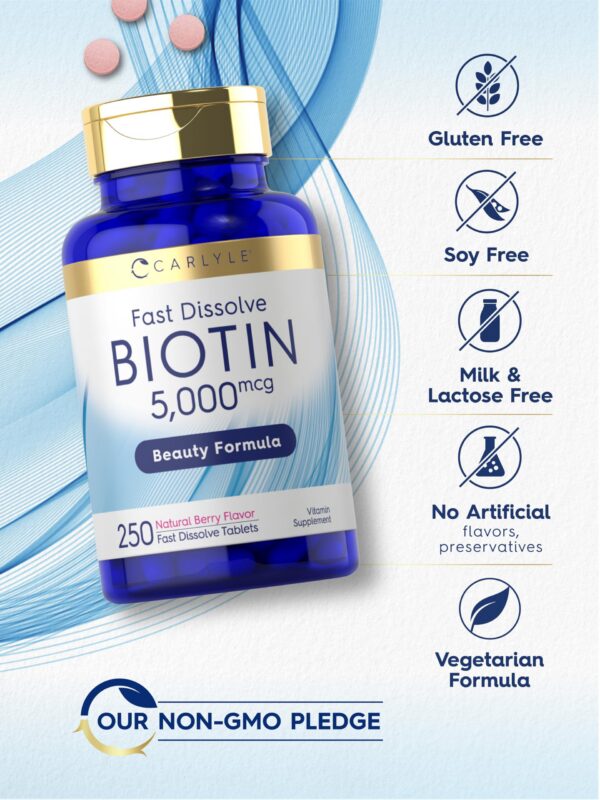 Tabletas biotina vegetal 5000mcg Carlyle calidad