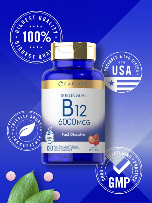 Tabletas Carlyle vitamina b12 sublinguales con sabor a baya