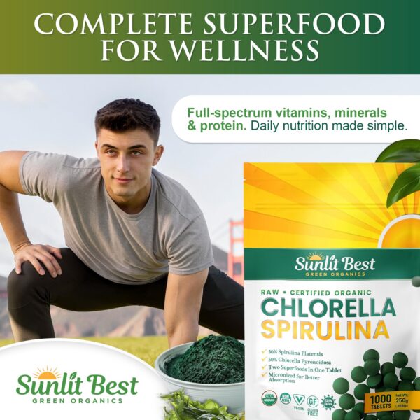 Tabletas Chlorella Spirulina con antioxidantes de Sunlit Best