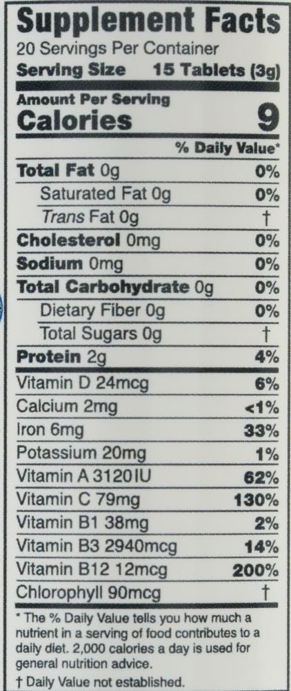 Tabletas Green Foods Clorella 200 mg suplemento vegano para detox