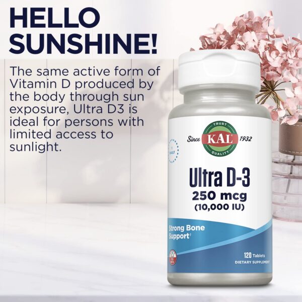 Version 1.0.0 Tabletas KAL Ultra D3 10000 UI alta potencia 120 unidades