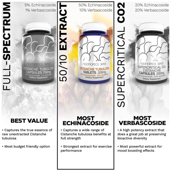 Vista superior botella Cistanche tubulosa Nootropics Depot