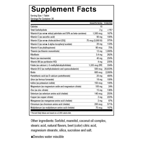 Tabletas masticables CelebrateONE sabor cereza negra para suplementar hierro